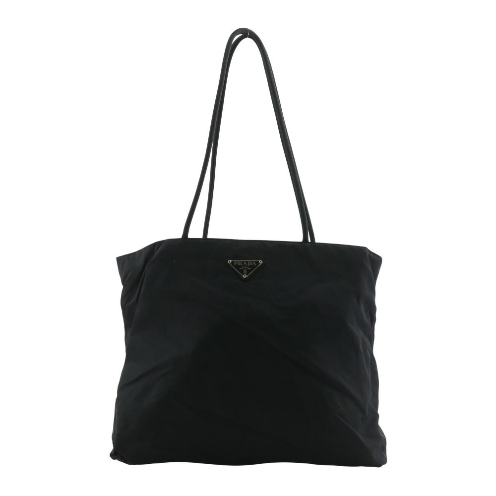 Prada tote bag black shoulder handbag open